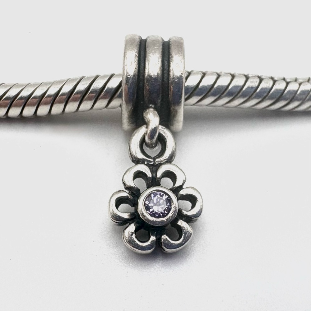 Pandora Dangling Daisy with Pink Cubic Zirconia Sterling Silver Charm